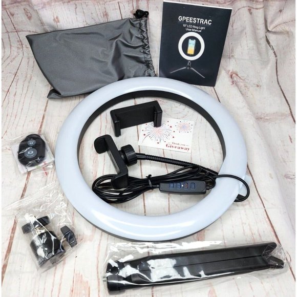 10" Ring Light with Tripod Stand LED Circle Lights Vlog Phone Holder GPEESTRAC - Picture 5 of 9